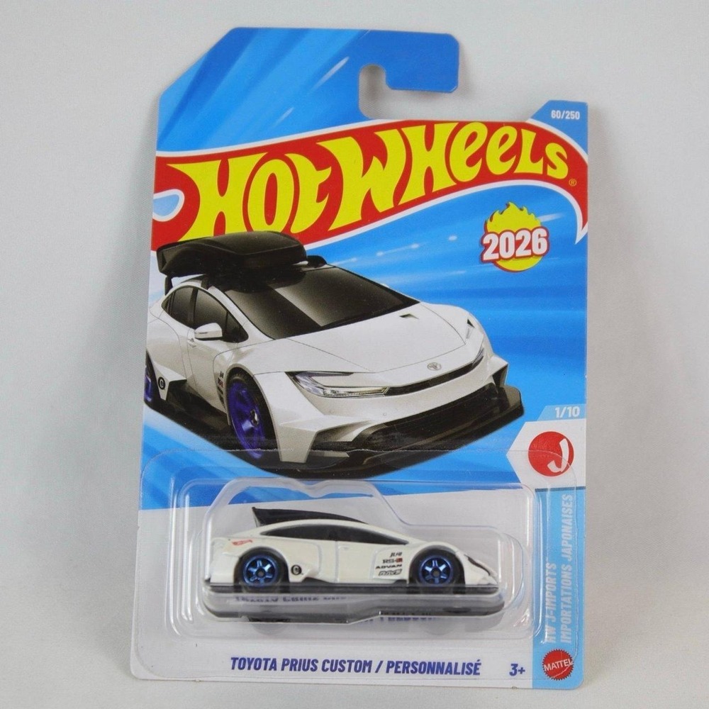 Hot Wheels White Toyota Prius Custom Toy Car - NEW